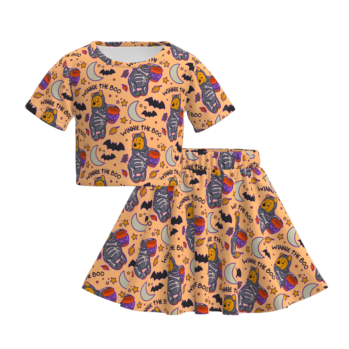 （Pre Order）Girls Halloween Cartoon Print Skirt Set