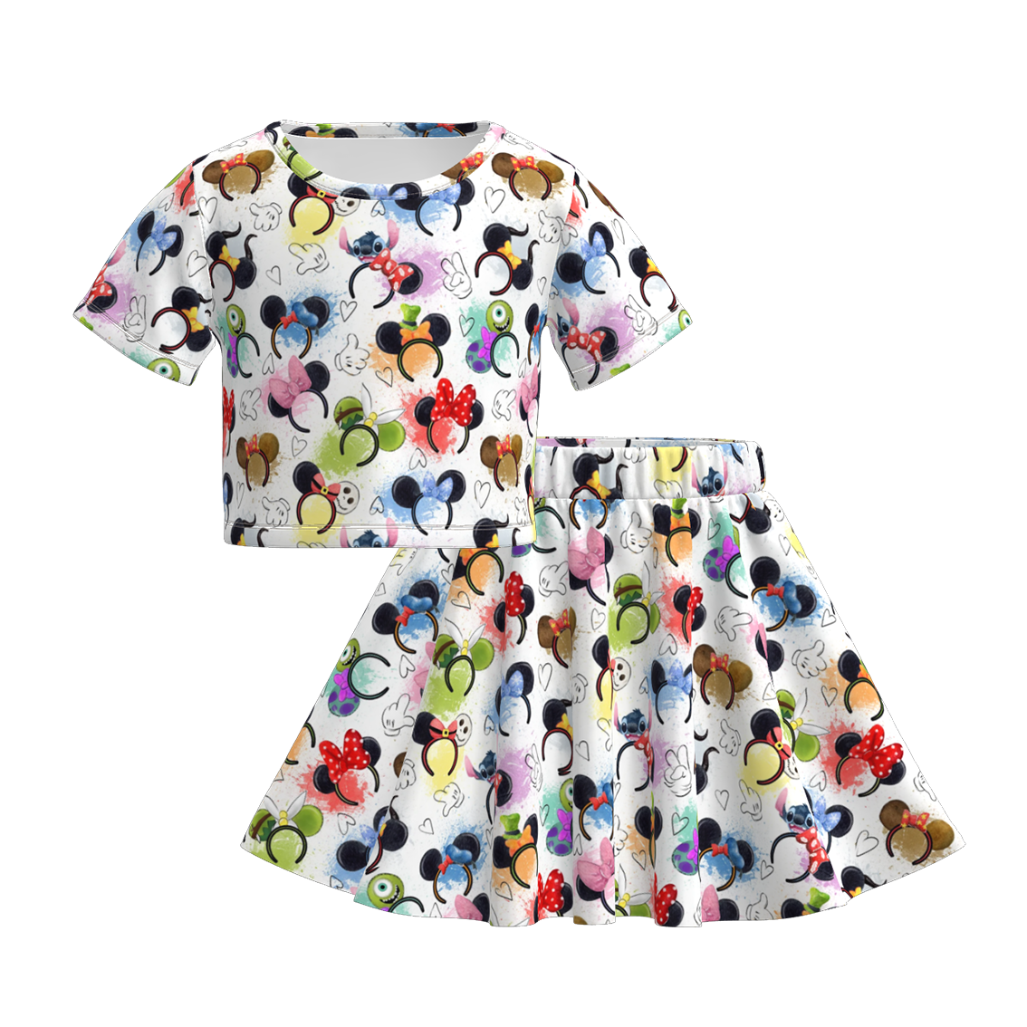 （Pre Order）Girls Halloween Cartoon Print Skirt Set