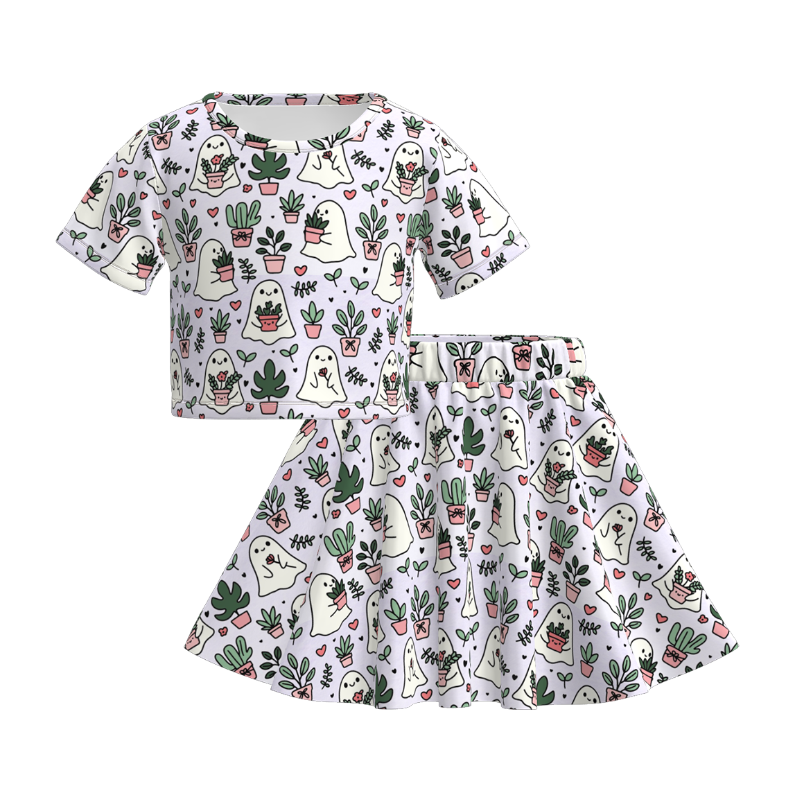 （Pre Order）Girls Halloween Cartoon Print Skirt Set