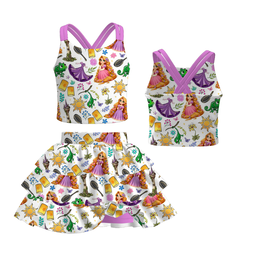 （Pre Order）Girls Spring and Summer Princess Print Dress＆Set