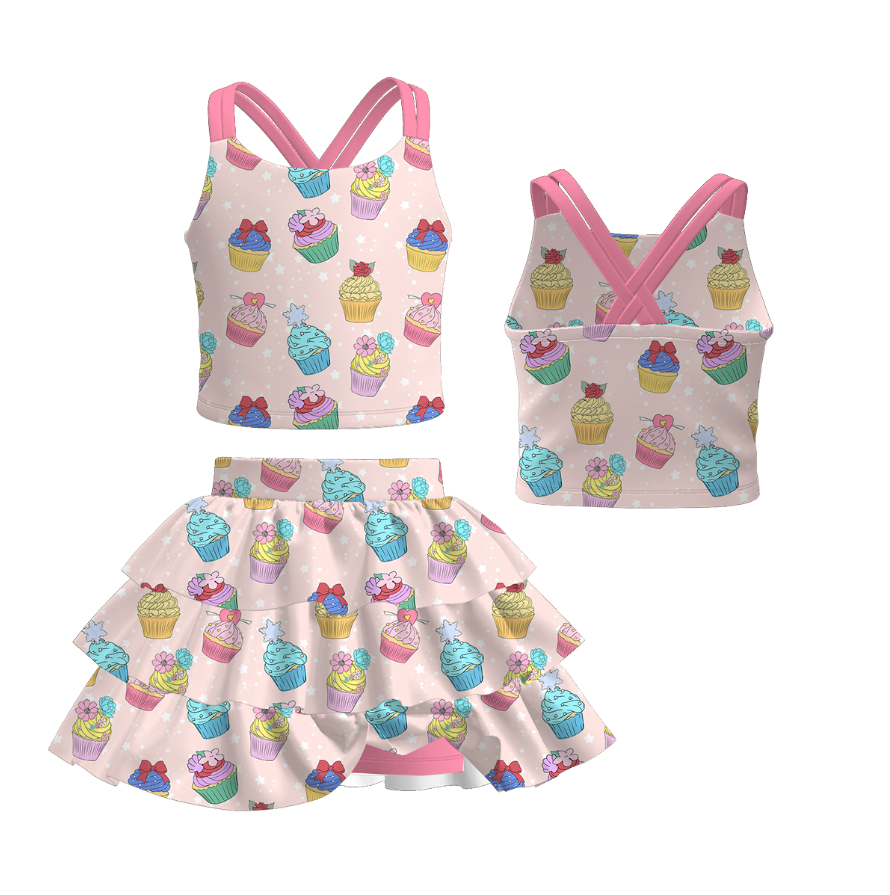 （Pre Order）Girls Spring and Summer Cupcake Print Set