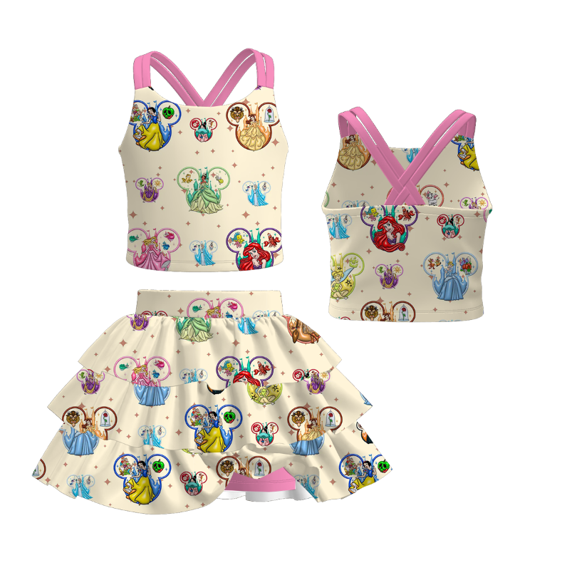 （Pre Order）Girls Spring and Summer Princess Print Dress＆Set