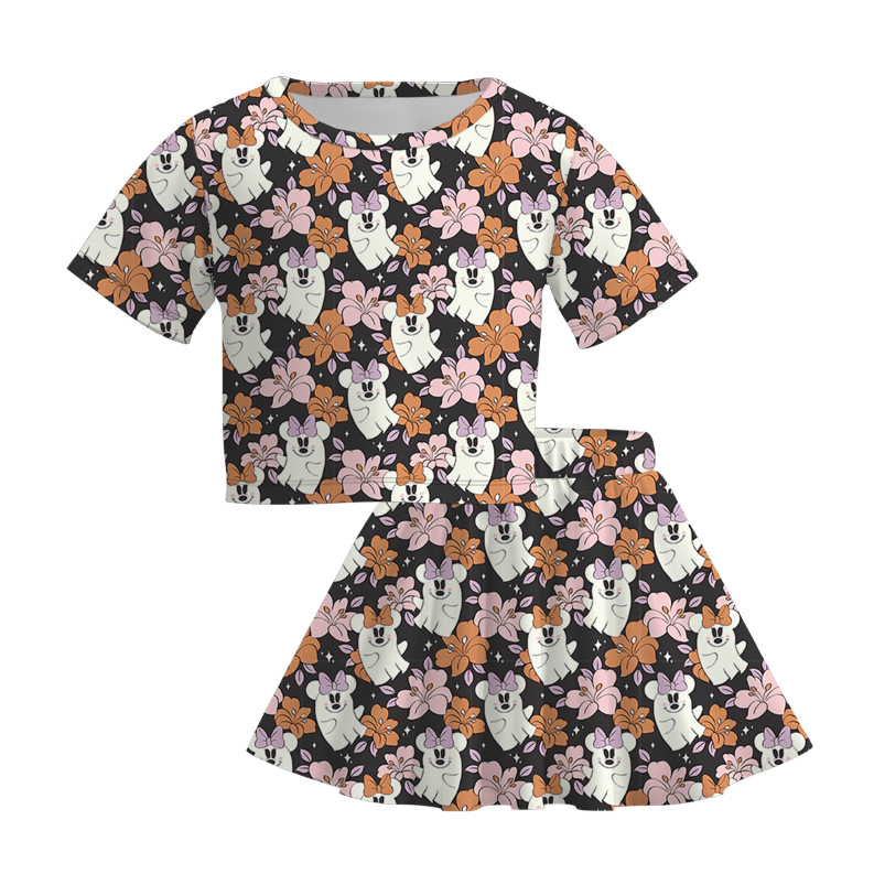 （Pre Order）Girls Halloween Ghost Print Dress＆Set