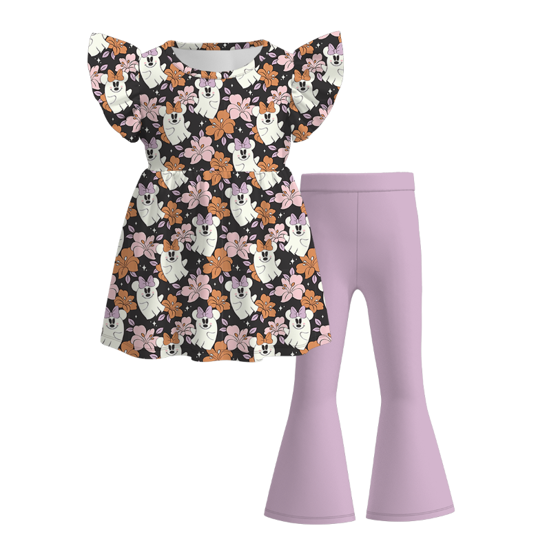 （Pre Order）Girls Halloween Ghost Print Dress＆Set