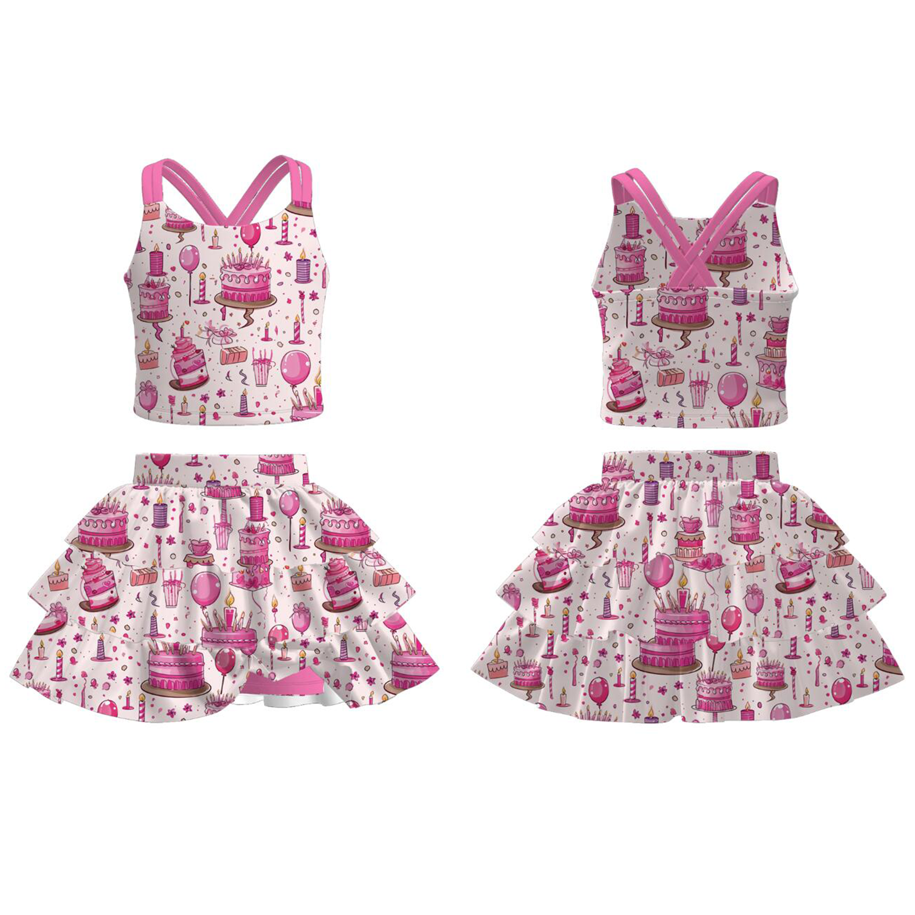 （Pre Order）Girls Spring＆Summer Birthday Print Skort Set