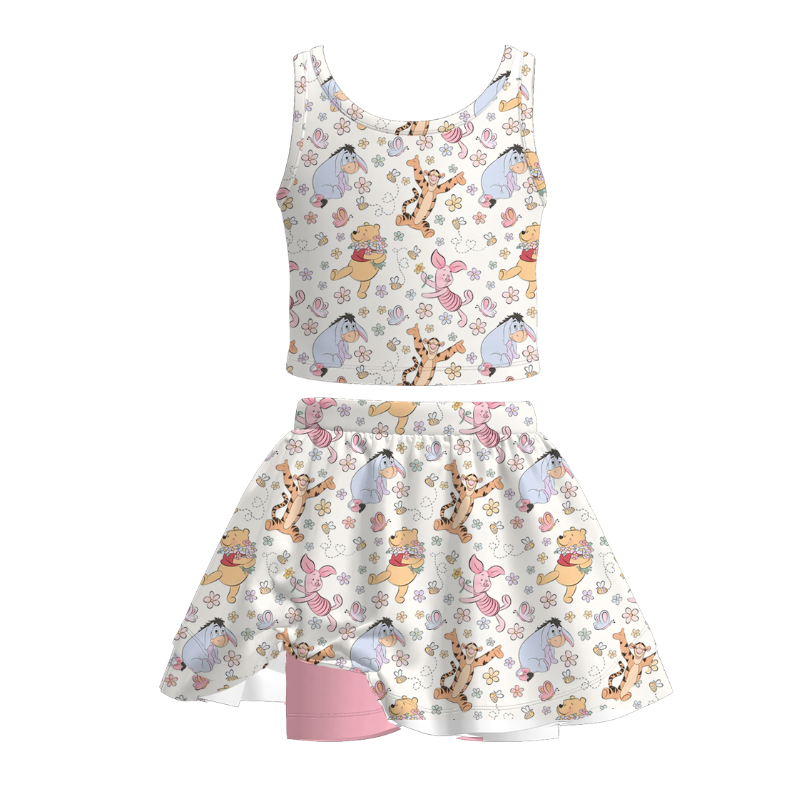 （Pre Order）Girls Summer Cartoon Print Skort Set