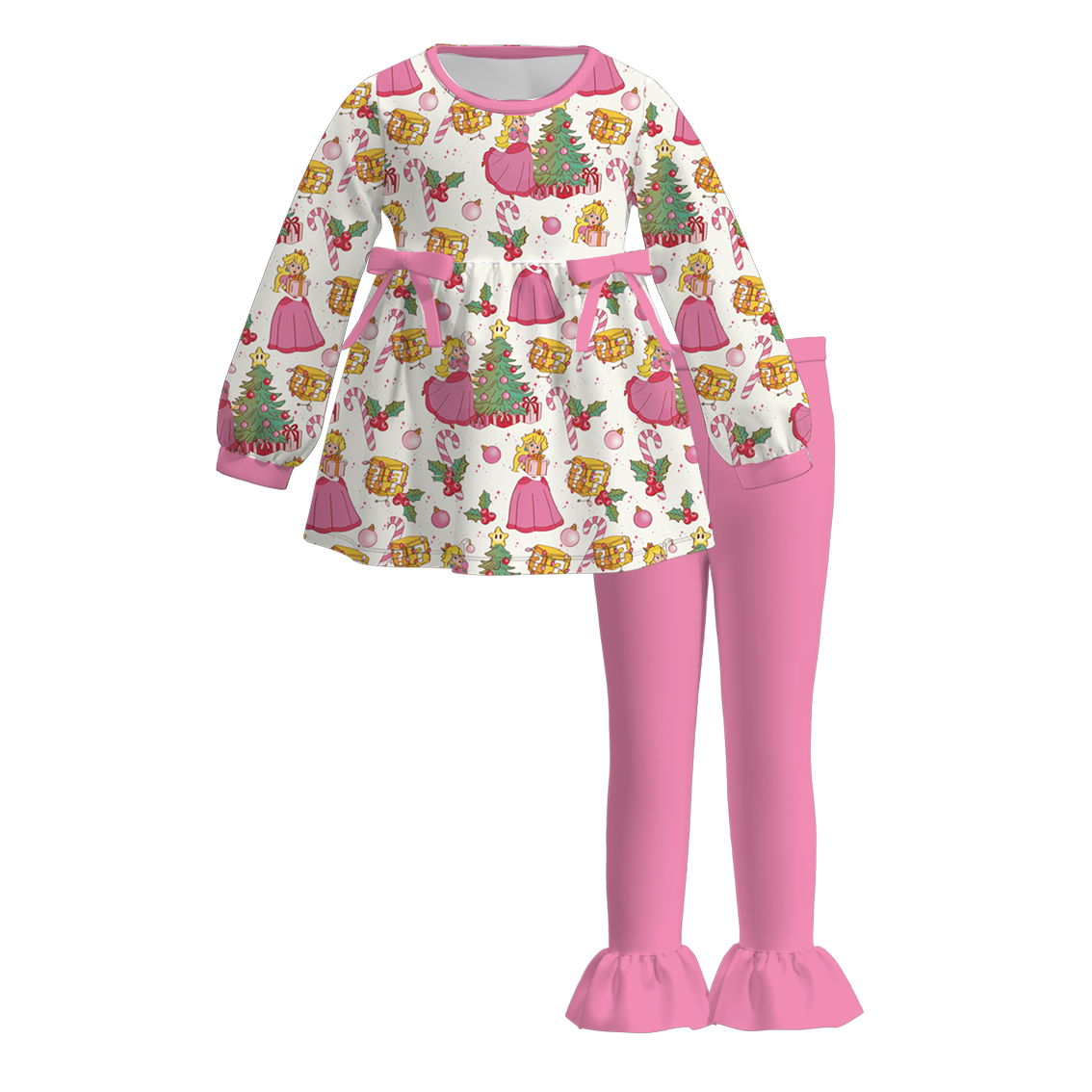 （Pre Order）Family Christmas Princess Print Dress,Set＆Romper