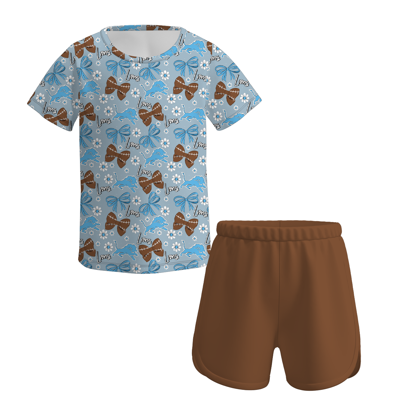 （Pre Order）Girls Summer Football Print Shorts Set