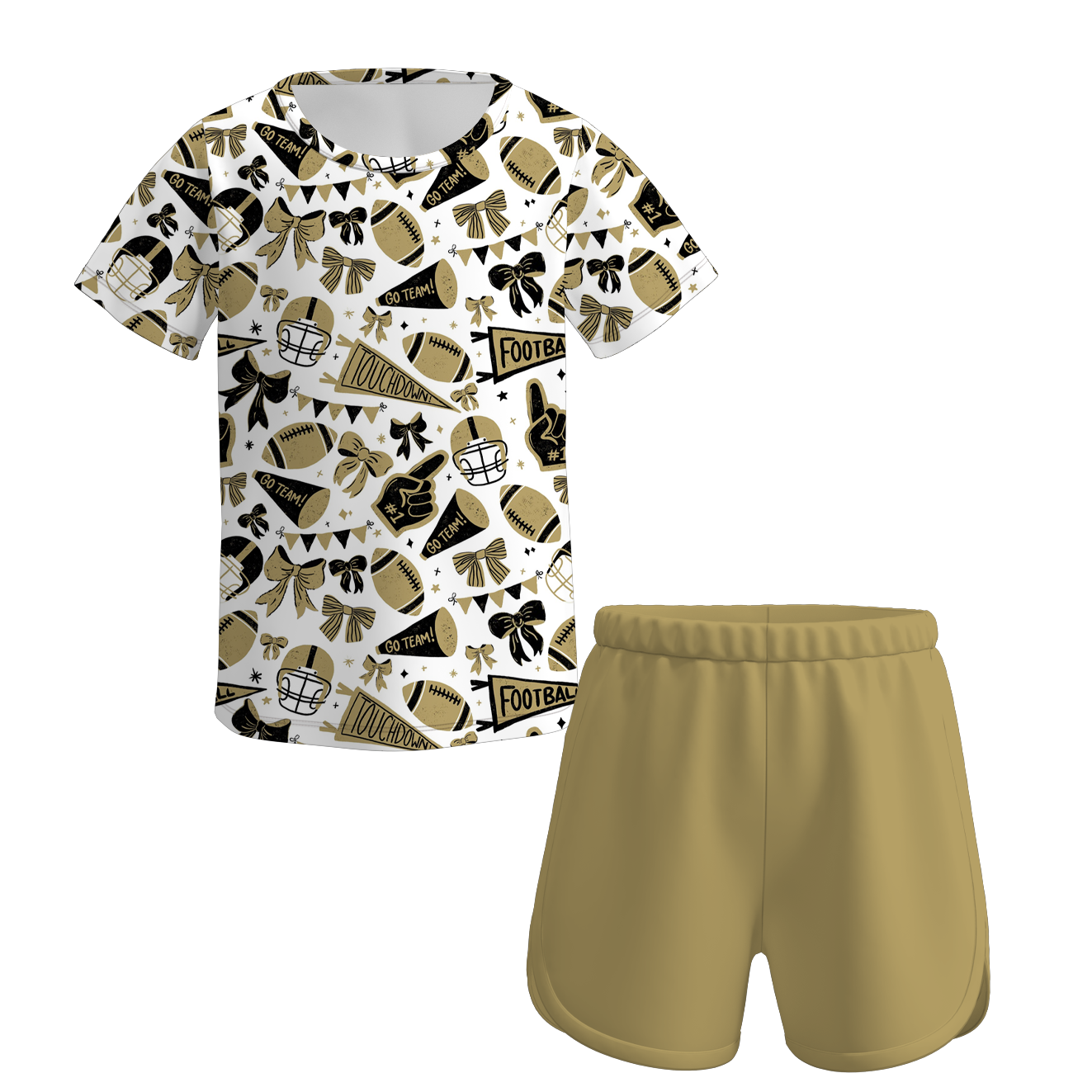 （Pre Order）Girls Summer Football Print Shorts Set