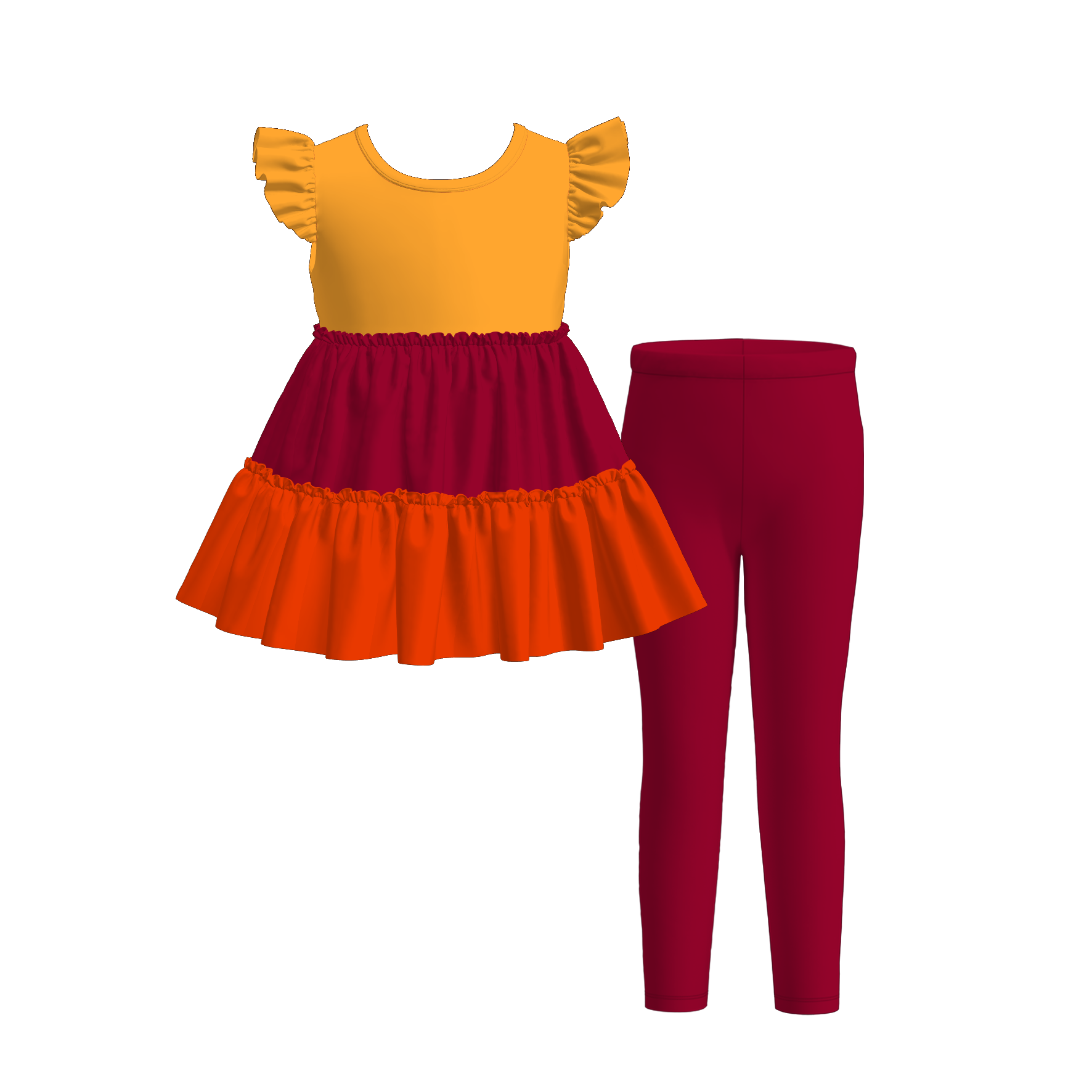 （Pre Order）Girls Fall Print Gored Outfit Set