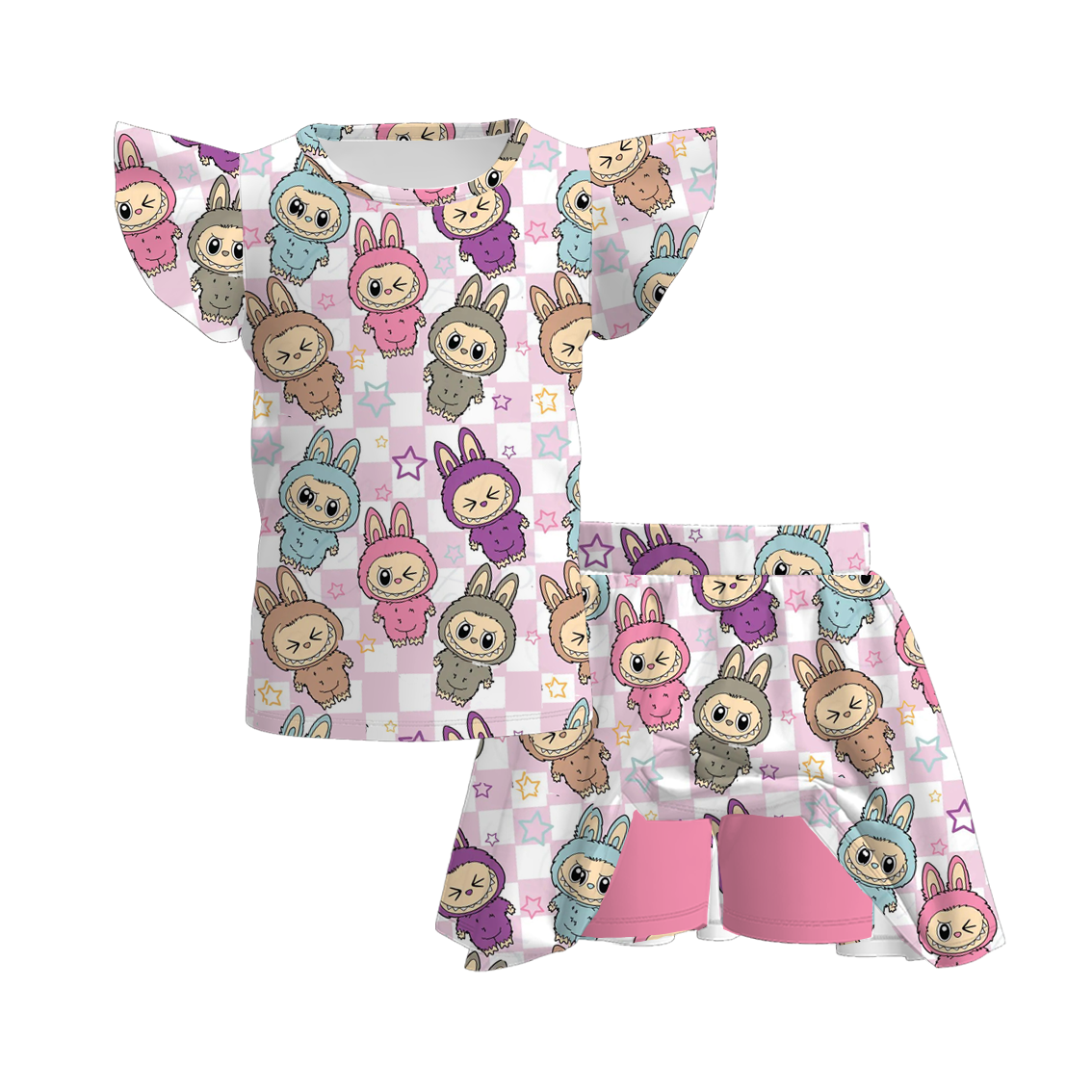 （Pre Order）Girls Summer Cartoon Print Dress&Set