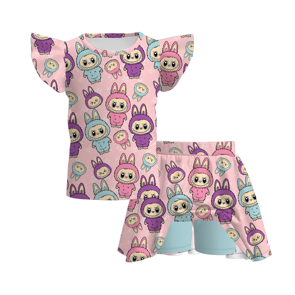 （Pre Order）Girls Summer Cartoon Print Dress&Set