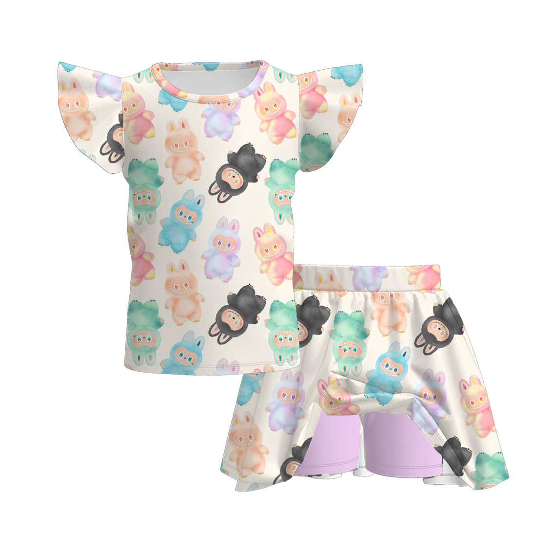 （Pre Order）Girls Summer Cartoon Print Dress&Set