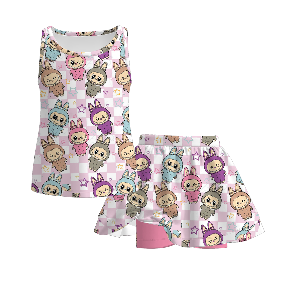 （Pre Order）Girls Summer Cartoon Print Dress&Set