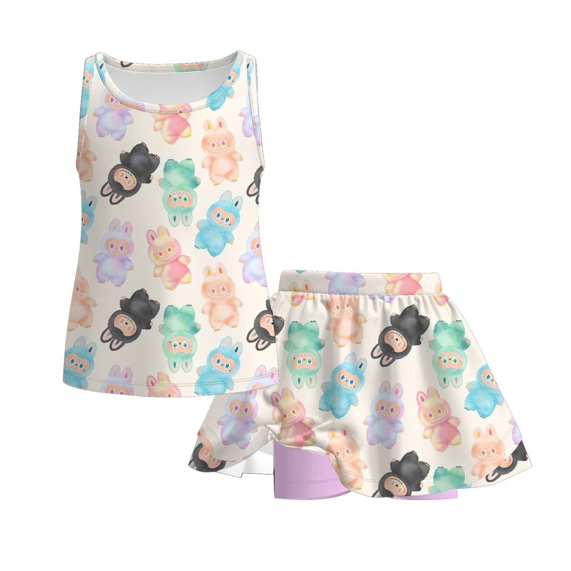 （Pre Order）Girls Summer Cartoon Print Dress&Set