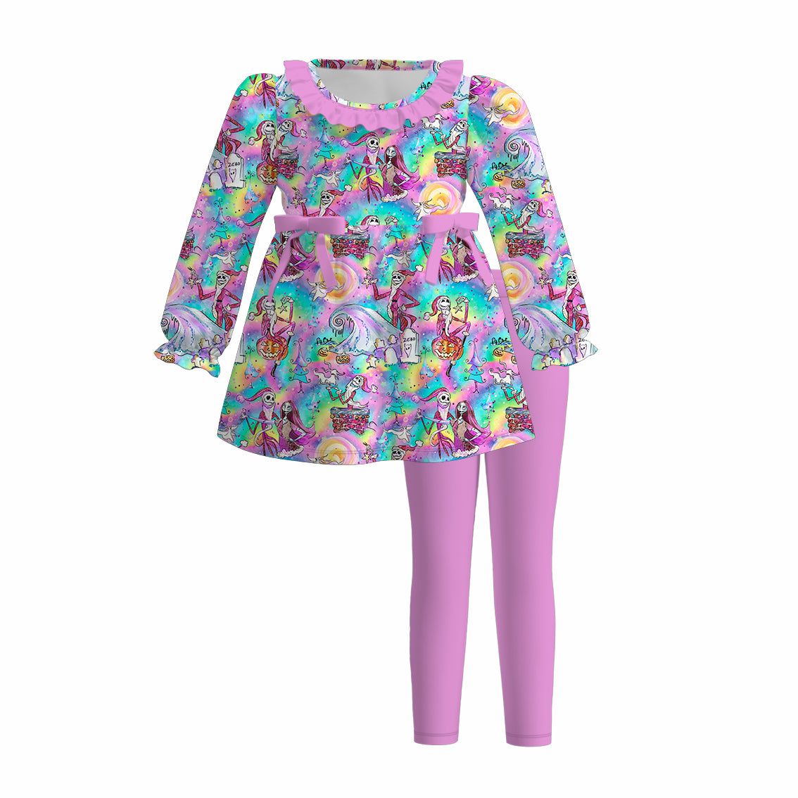 （Pre Order）Girls Christmas Cartoon Print Outfit Set