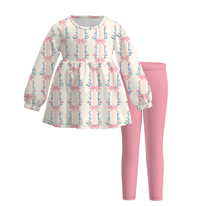 （Pre Order）Girls Christmas Cartoon Print Outfit Set