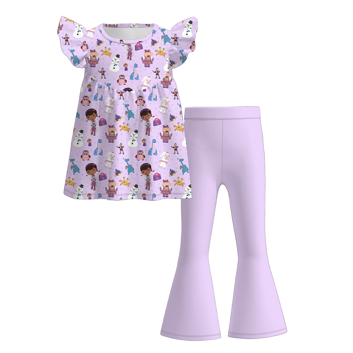 （Pre Order）Girls Summer Cartoon Print Outfit Set