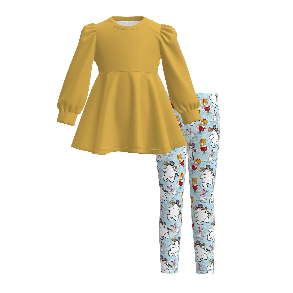 （Pre Order）Girls Christmas Cartoon Print Outfit Set