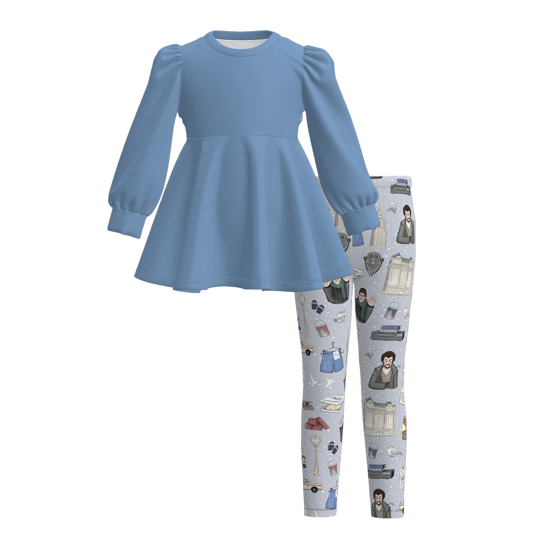 （Pre Order）Girls Christmas Cartoon Print Outfit Set