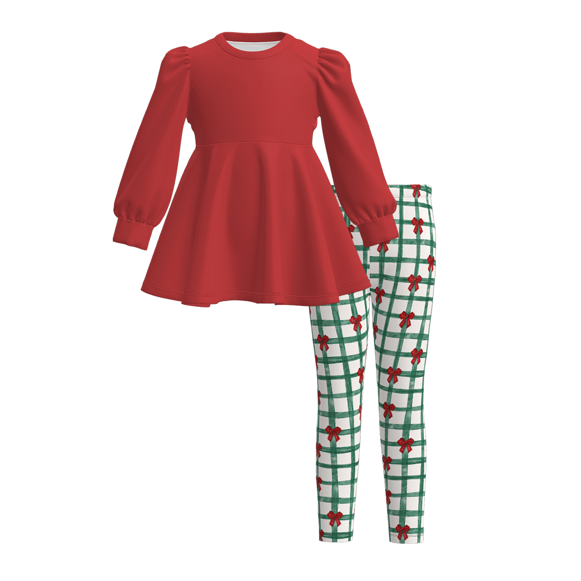 （Pre Order）Girls Christmas Cartoon Print Outfit Set