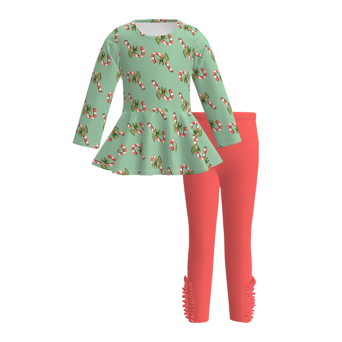 （Pre Order）Girls Christmas Cartoon Print Outfit Set