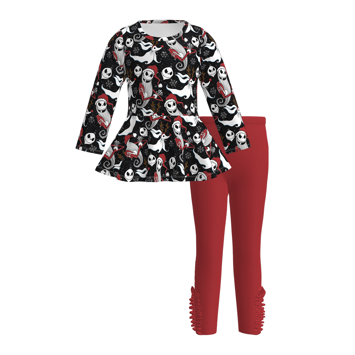 （Pre Order）Girls Christmas Cartoon Print Outfit Set