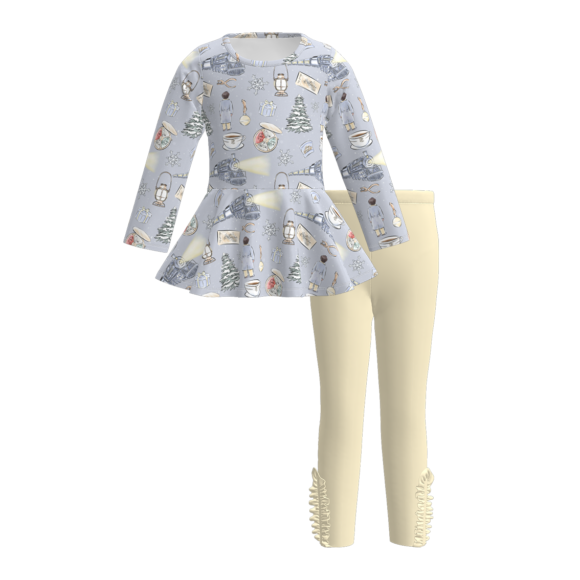 （Pre Order）Girls Christmas Cartoon Print Outfit Set