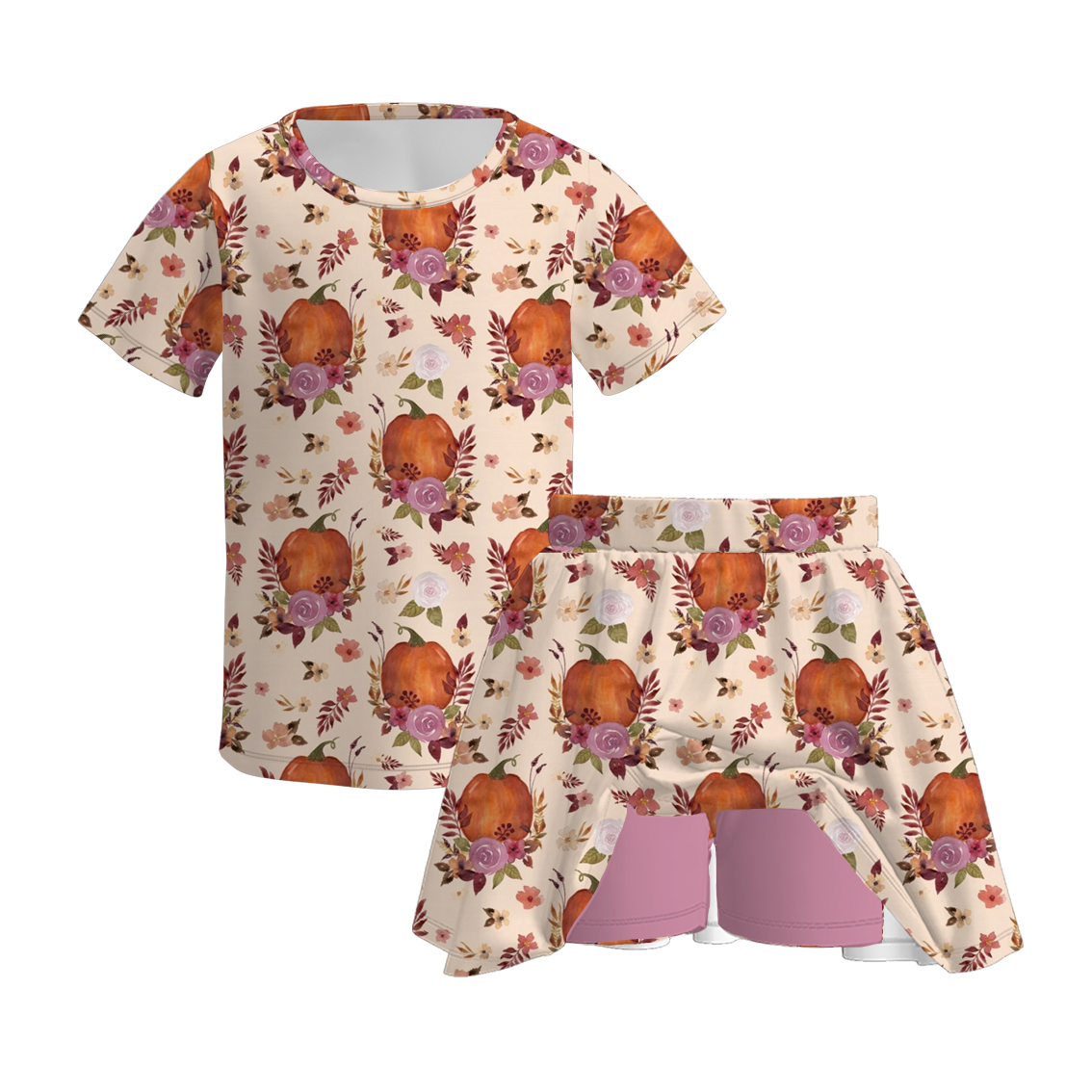 （Pre Order）Girls Fall Cartoon Print Skort Set