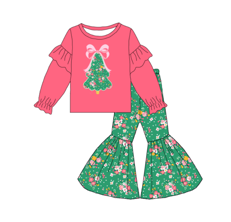 （Pre Order）Family Christmas Tree Applique Set&Romper
