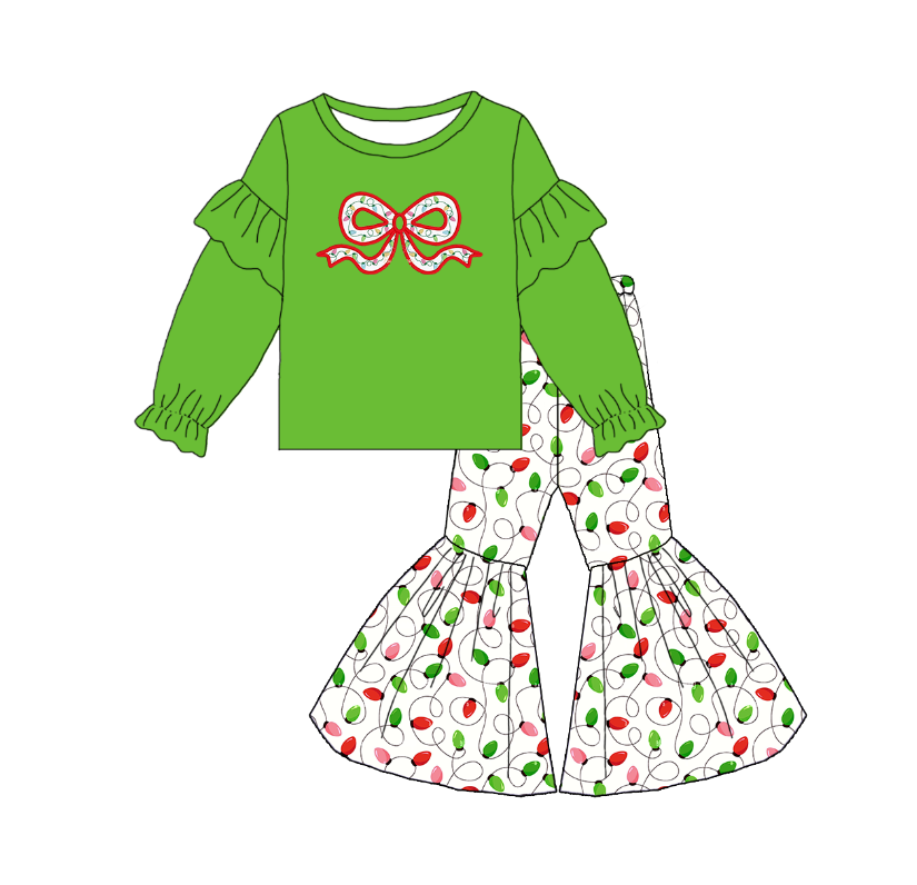 （Pre Order）Family Christmas Bow Applique&Embroidery Outfit Set