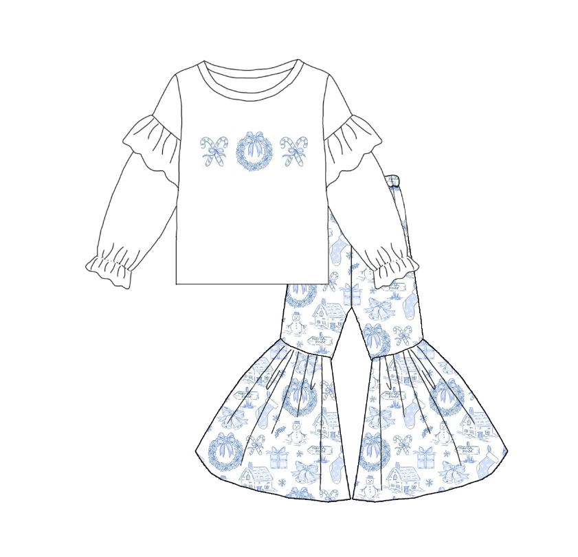 （Pre Order）Family Christmas Bow Applique&Embroidery Outfit Set