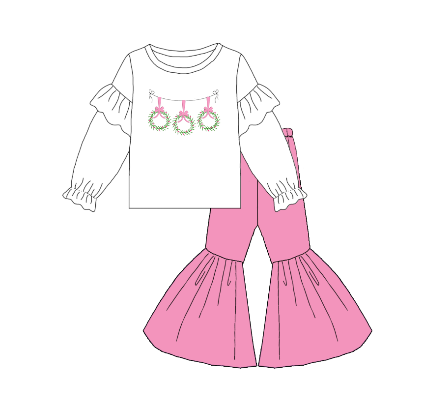 （Pre Order）Family Christmas Bow Applique&Embroidery Outfit Set