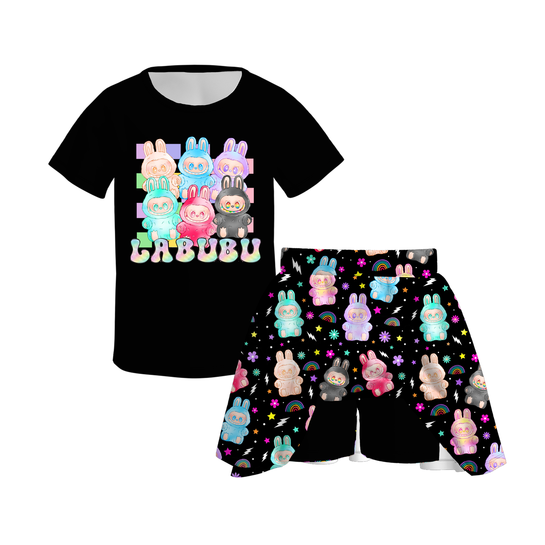 （Pre Order）Girls Fall Cartoon Print Skort Set