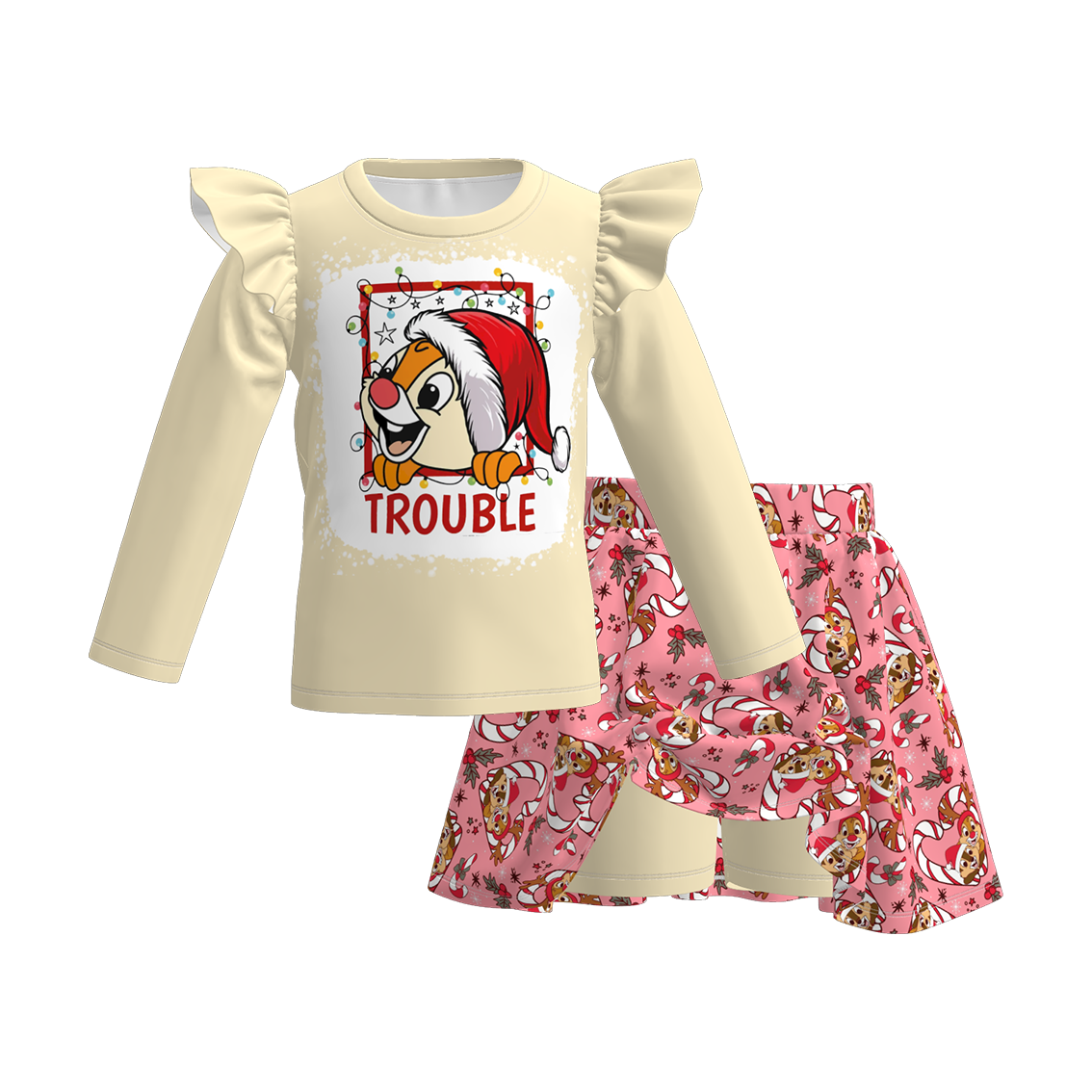 （Pre Order）Family Christmas Cartoon Print Dress&Set
