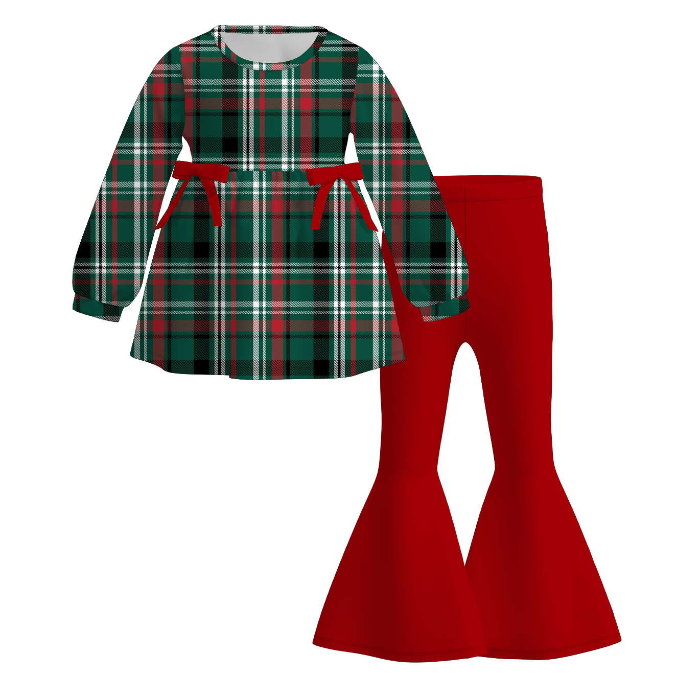 （Pre Order）Family Christmas Plaid Print Dress,Set,Top&Pants
