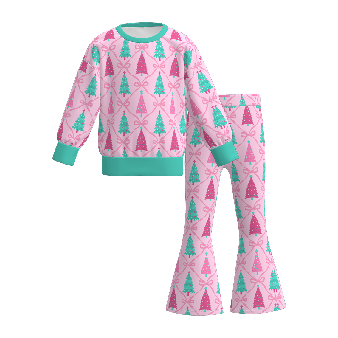 （Pre Order）Girls Christmas Print Sweatshirt Suit