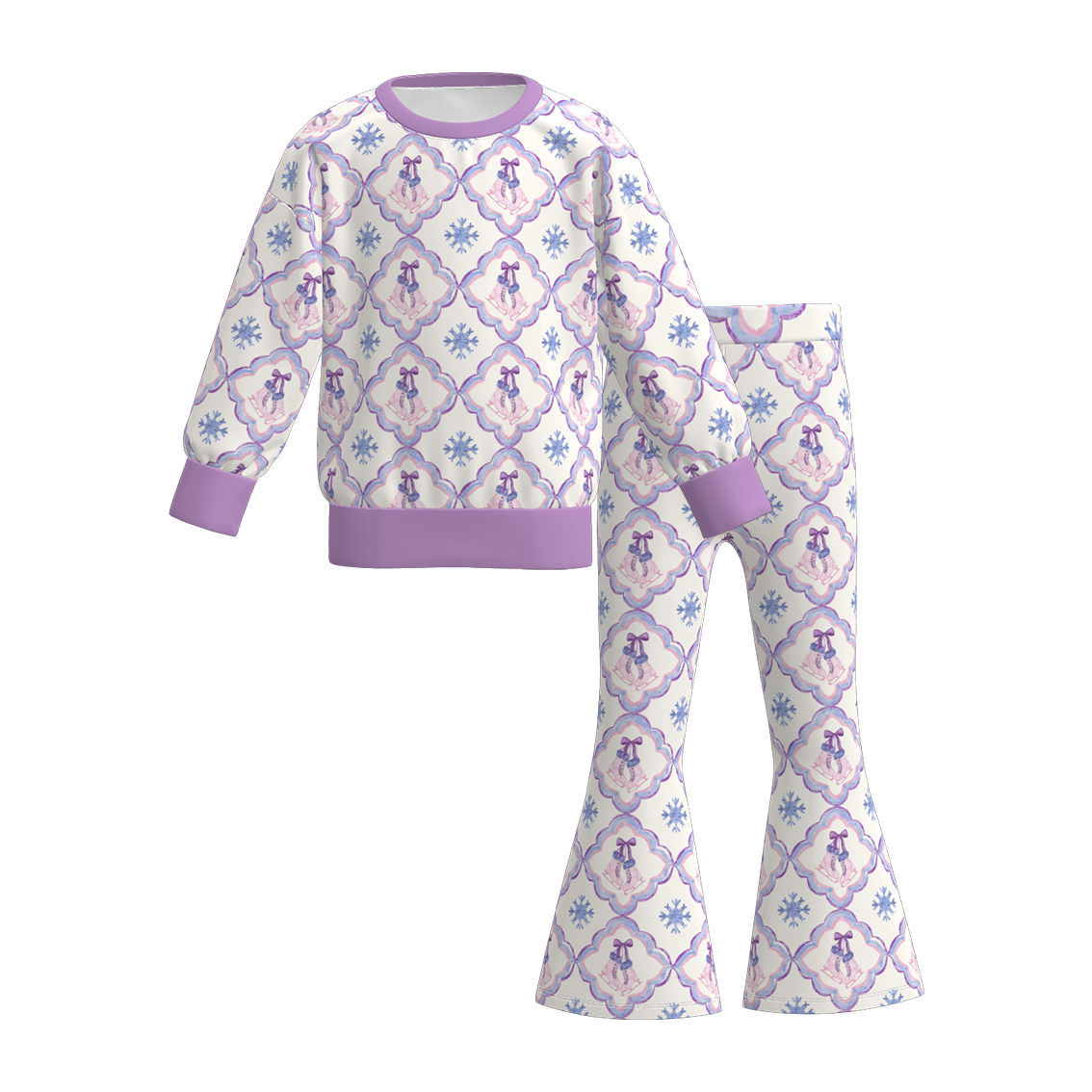 （Pre Order）Girls Christmas Print Sweatshirt Suit