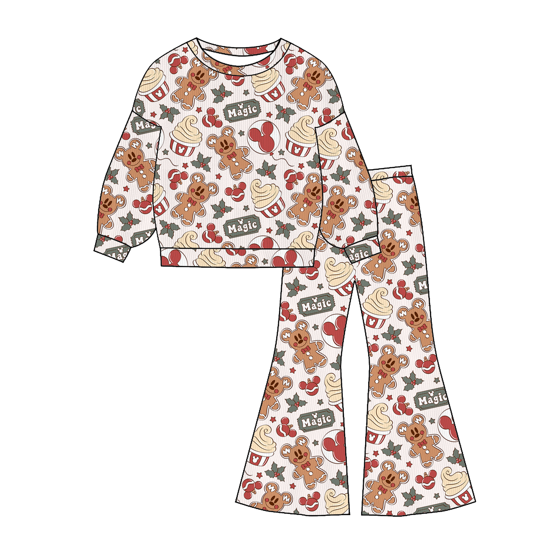 （Pre Order）Girls Fall&Winter Cartoon Print Twill Sweatshirt Suit