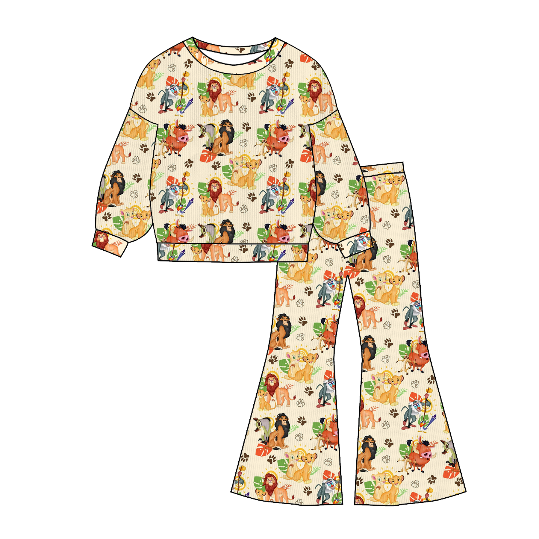 （Pre Order）Girls Fall&Winter Cartoon Print Twill Sweatshirt Suit