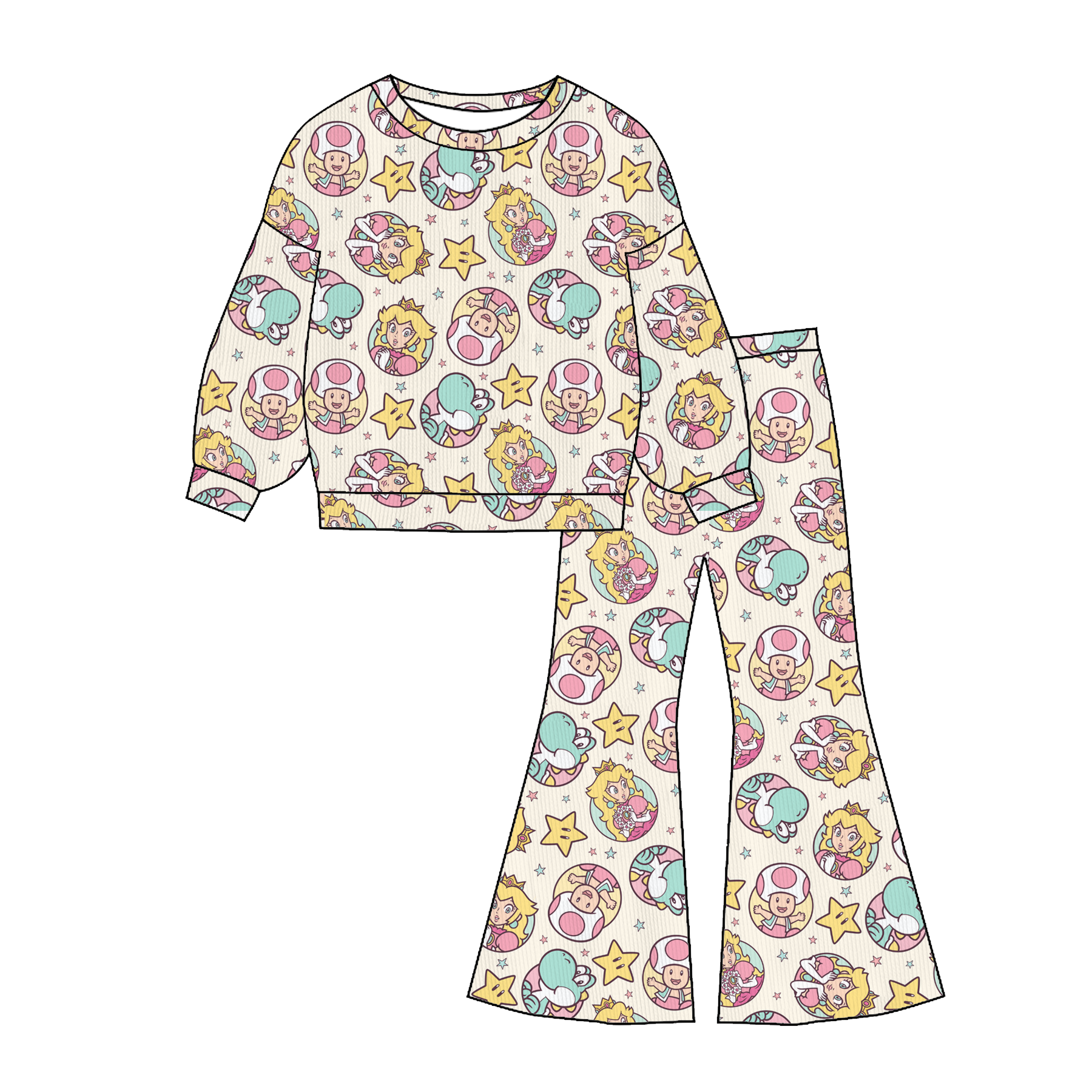 （Pre Order）Girls Fall&Winter Cartoon Print Twill Sweatshirt Suit