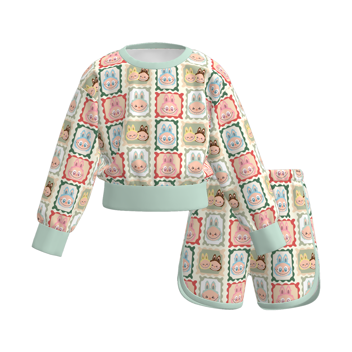 （Pre Order）Girls Halloween Cartoon Print Shorts Set