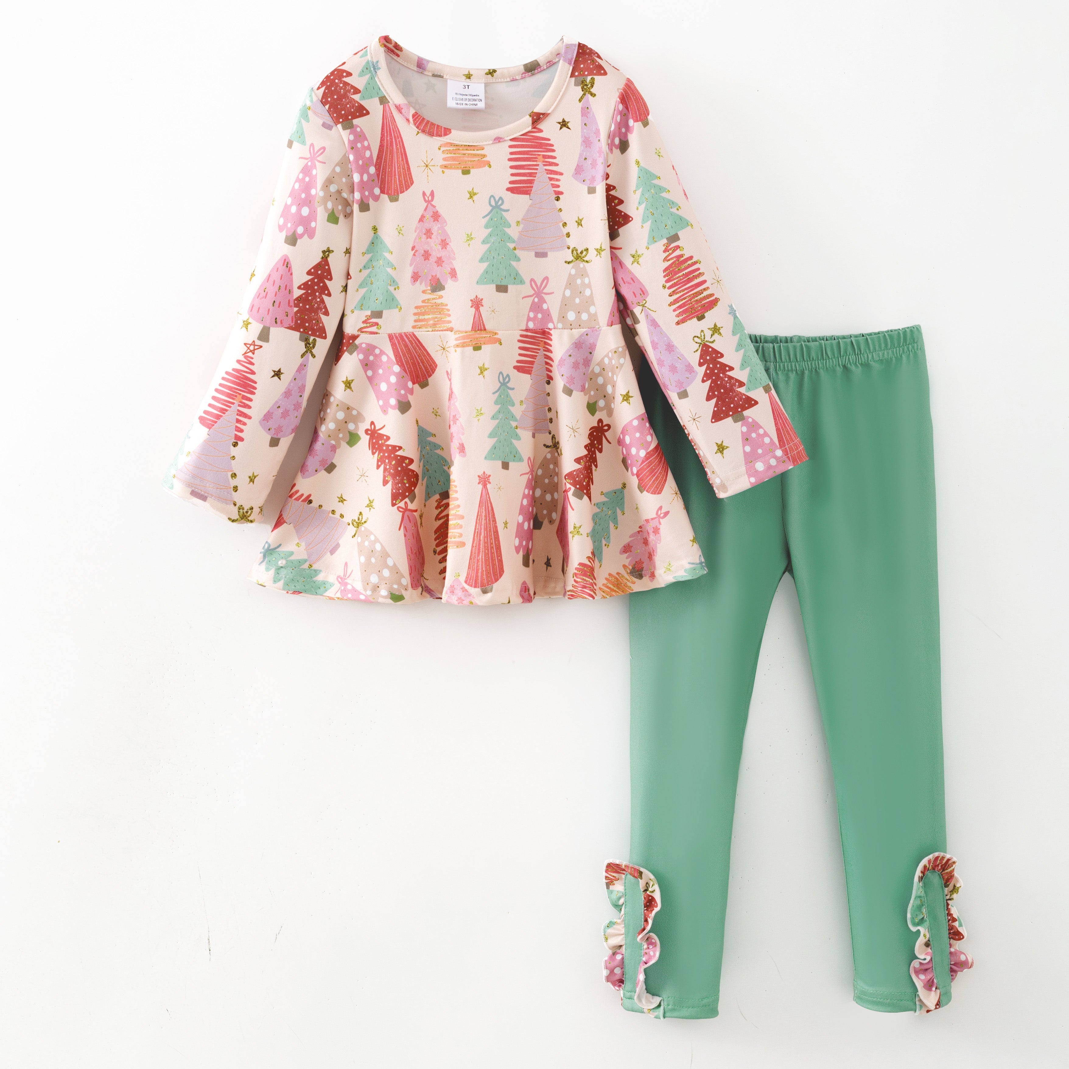 （Pre Order,Prepack Zone）Girls Christmas Print Outfit Set（Mix Size）
