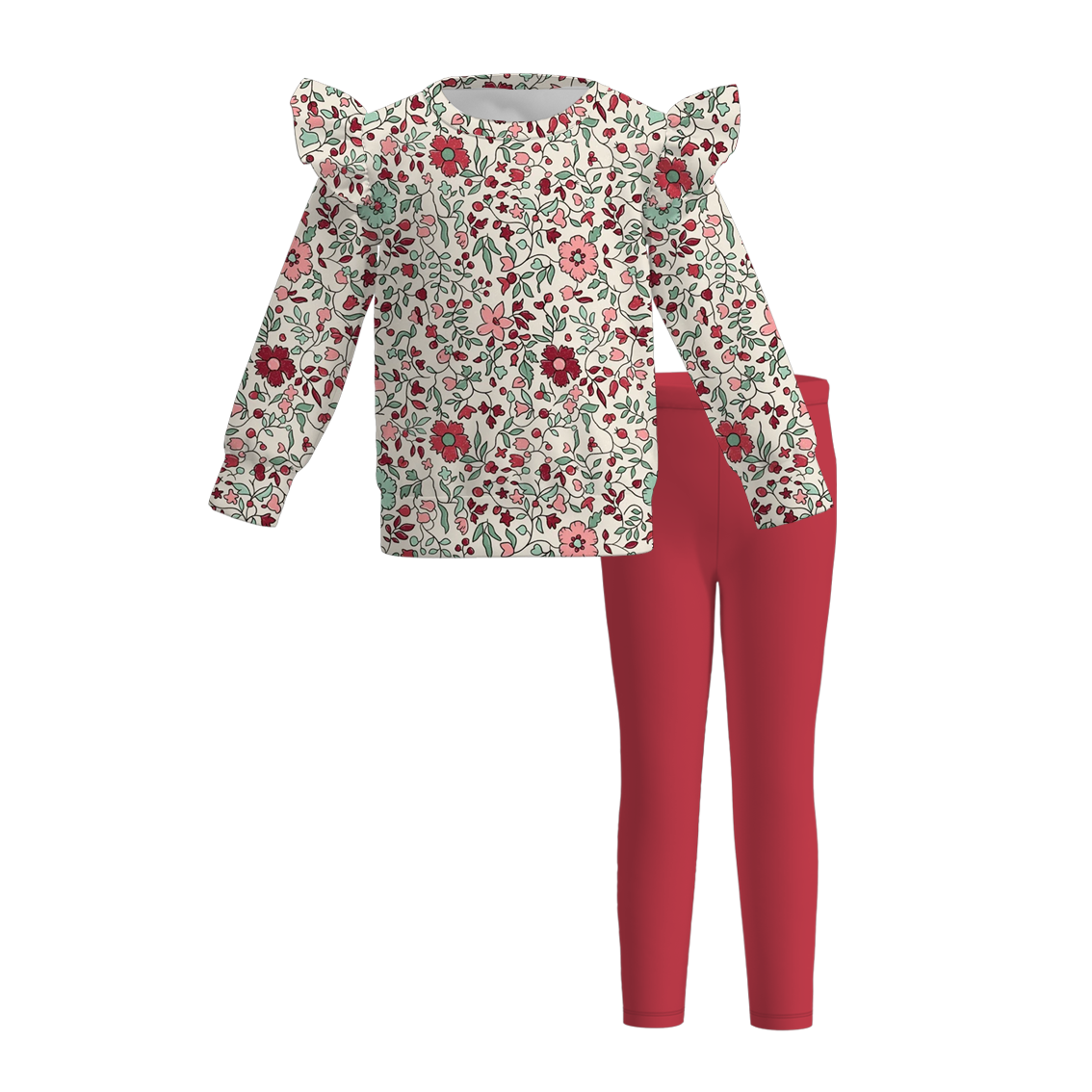 （Pre Order）Girls Christmas Tree Print Leggings Suit