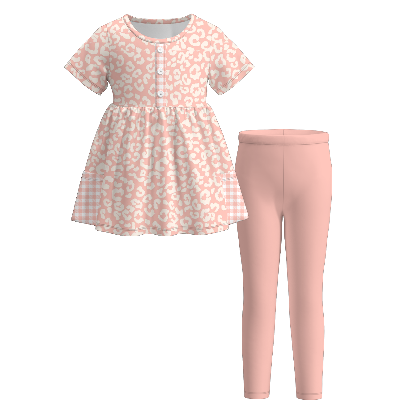 （Pre Order）Family Fall Coral Leopard Print Dress,Set＆Romper