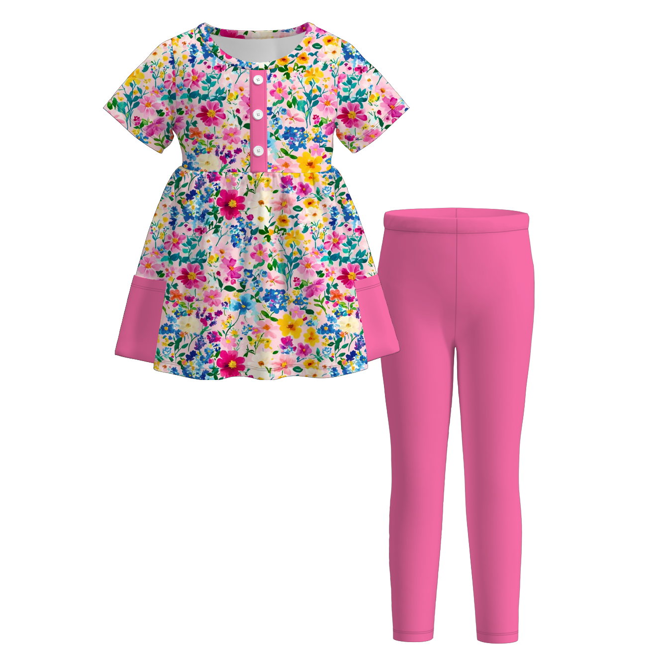 （Pre Order）Family Fall Hot Pink Floral Print Dress,Set＆Romper