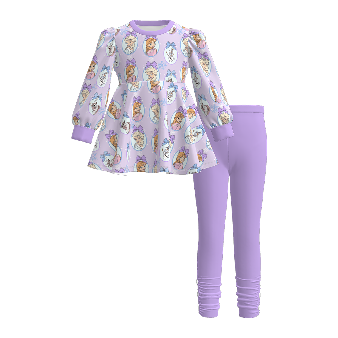（Pre Order）Girls Christmas Princess Print Outfit Set