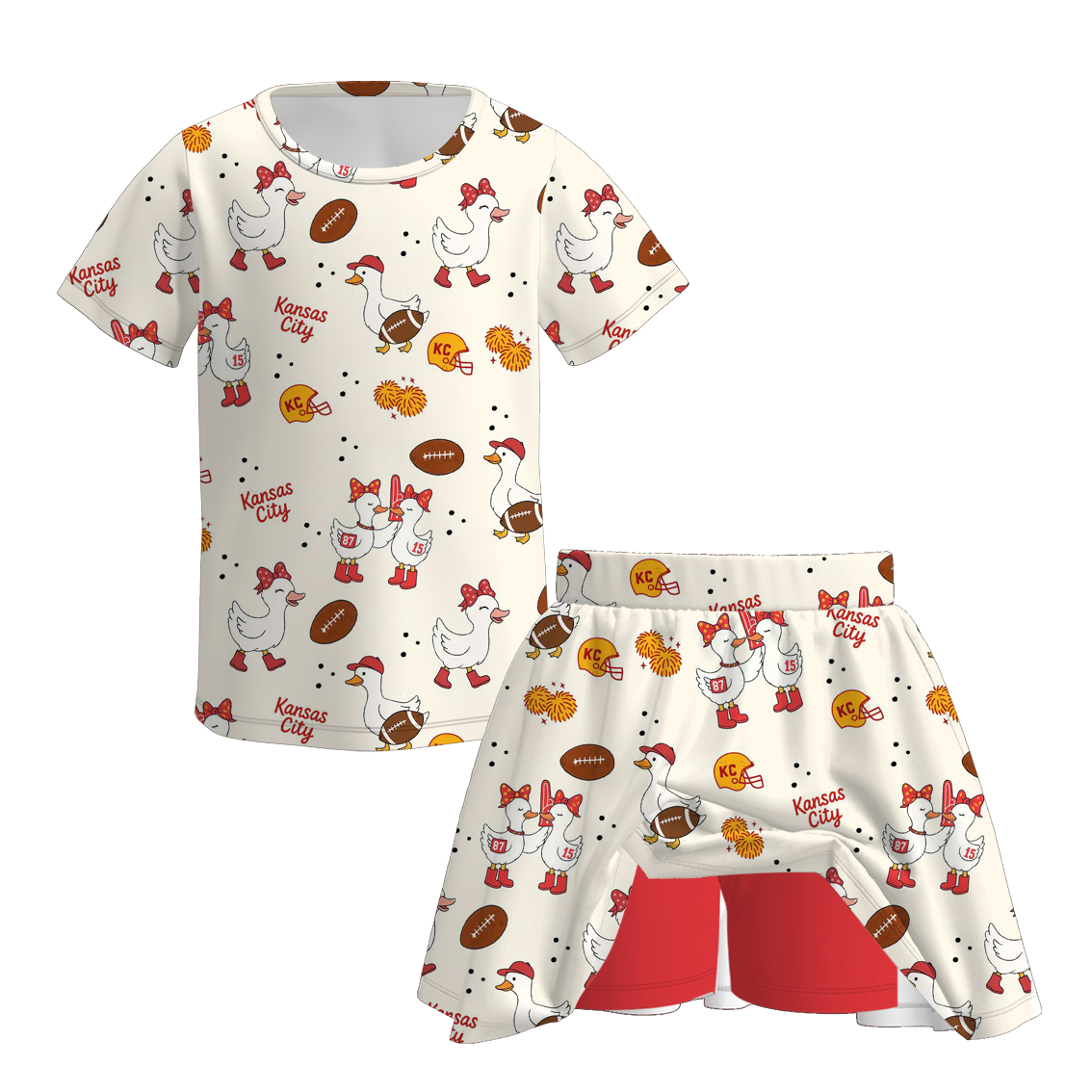 （Pre Order）Family Football Goose Print Set,Pants＆Romper