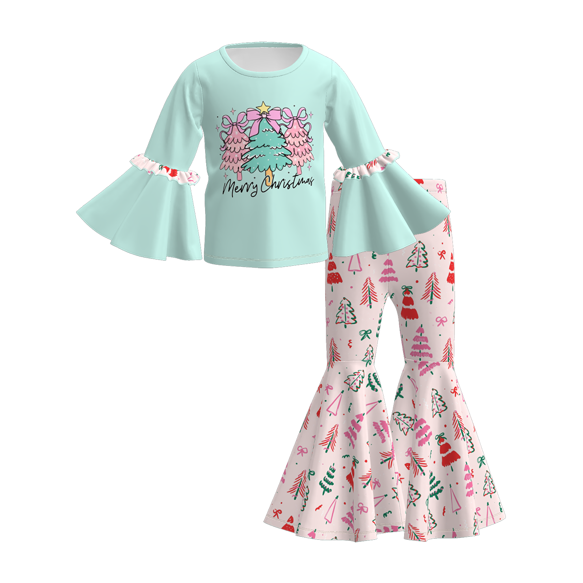 （Pre Order）Girls Christmas Princess&Cartoon Print Outfit Set