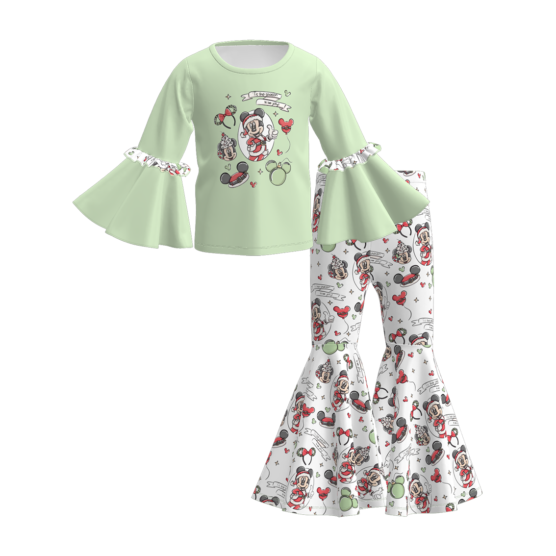 （Pre Order）Girls Christmas Princess&Cartoon Print Outfit Set